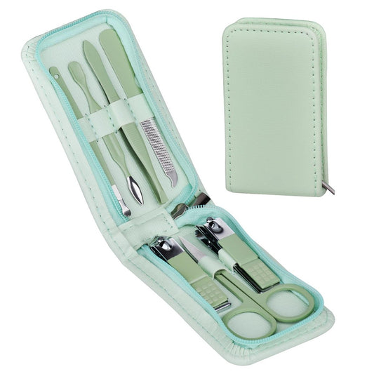7-teiliges Maniküre-Set aus Edelstahl – Nagelpflege-Set für Männer und Frauen, Reise-Grooming-Kit mit Ledertasche