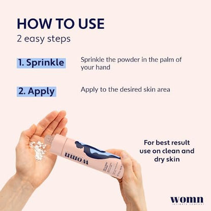 womn Intimate Comfort Dry & Fresh Powder – Talkumfreies Körperpuder für empfindliche Haut, natürlicher Feuchtigkeitsschutz & Anti-Scheuerschutz mit beruhigendem Hafer, 100 g