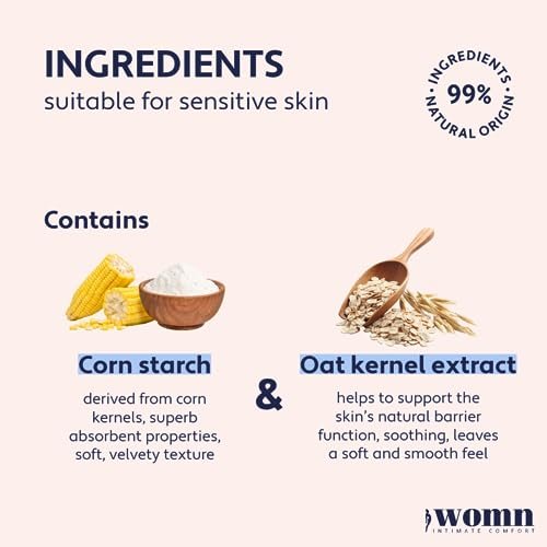 womn Intimate Comfort Dry & Fresh Powder – Talkumfreies Körperpuder für empfindliche Haut, natürlicher Feuchtigkeitsschutz & Anti-Scheuerschutz mit beruhigendem Hafer, 100 g
