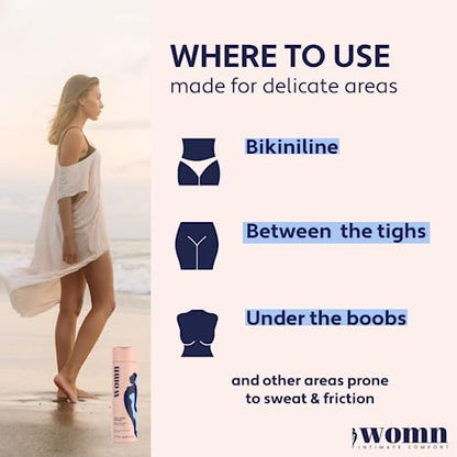 womn Intimate Comfort Dry & Fresh Powder – Talkumfreies Körperpuder für empfindliche Haut, natürlicher Feuchtigkeitsschutz & Anti-Scheuerschutz mit beruhigendem Hafer, 100 g