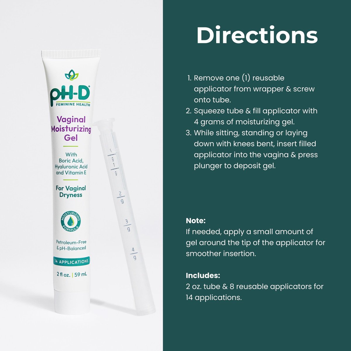 pH-D Feminine Health Support Borsäure-Feuchtigkeitsgel für die Vagina mit Hyaluronsäure und Vitamin E – 14 Anwendungen, Frauen geführt, parabenfrei, pH-ausgeglichen, vegan, hergestellt in den USA