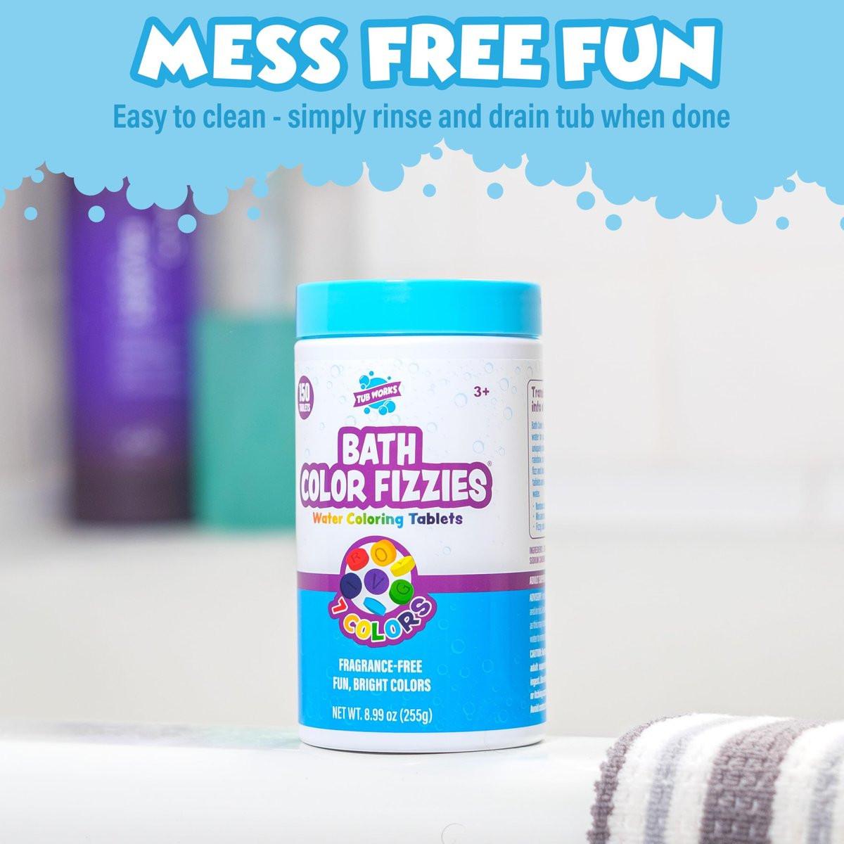 Tub Works® Bath Color Fizzies®, 150 Stück, 3er-Pack | Ungiftig & Duftfrei | Farbbad-Tropfen für bunte Badeerlebnisse | Badetabletten in 7 Farben für Abwechslung | Badebomben für Kinderbad