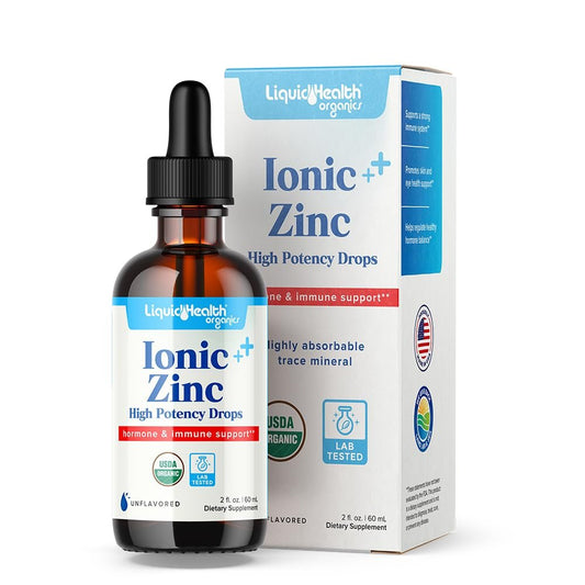 LIQUIDHEALTH USDA Bio-Ionisches Zink Hochdosiert Tropfen - Flüssiges Mineral Ergänzungsmittel für Erwachsene und Kinder - Immun- und Verdauungsunterstützung, Haut- und Wundgesundheit - Hergestellt in USA, Vegan, Nicht-GVO (59 ml)