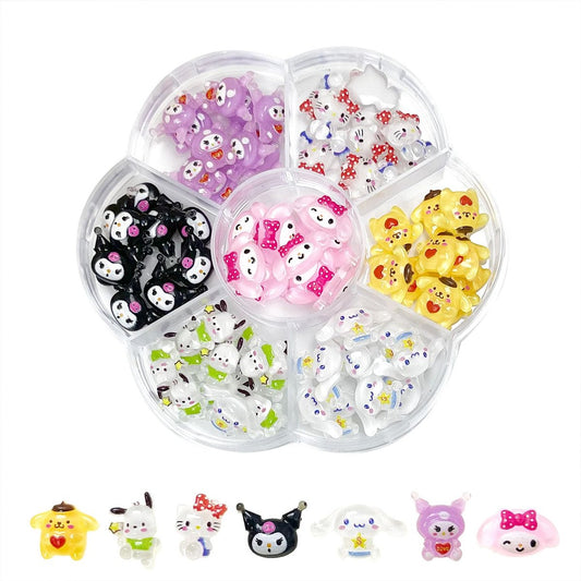 Akutoer 70-teilige Kawaii Nagelkunst Charms 3D Süße Katze Harz Gummibärchen Süßigkeiten Slime Deko Nagelverzierung Zubehör für DIY