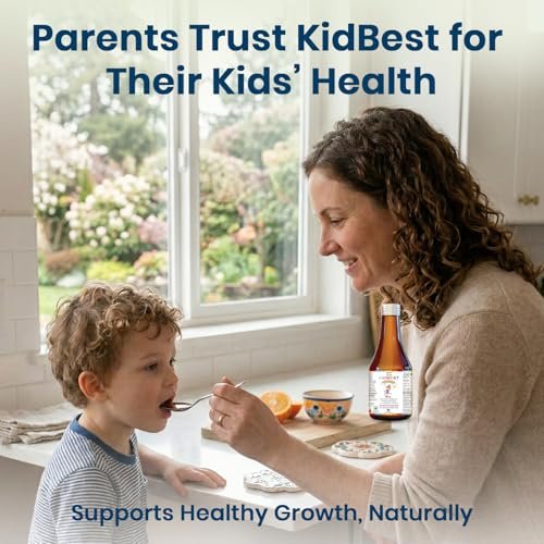 Kidbest Multivitamin Sirup für Kinder 3-13 Jahre – Flüssige Formel mit 20 Nährstoffen für Appetit, Immunität und Wachstum – Leckere tägliche Vitamine für stärkere Kinder | 200ml