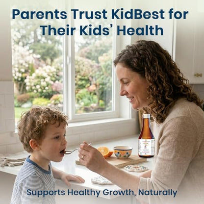 Kidbest Multivitamin Sirup für Kinder 3-13 Jahre – Flüssige Formel mit 20 Nährstoffen für Appetit, Immunität und Wachstum – Leckere tägliche Vitamine für stärkere Kinder | 200ml