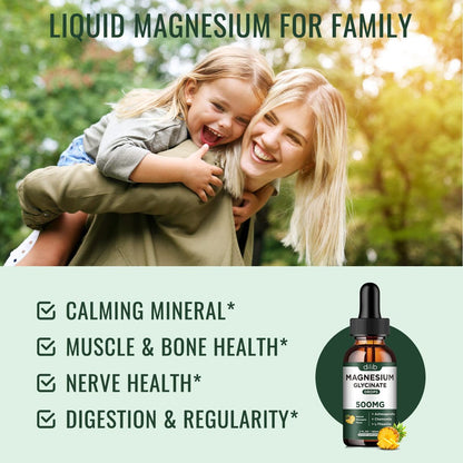 dilib (2er Pack) Magnesium Glycinat Supplement, Flüssiges Magnesium mit 500 mg Magnesiumglycinat, Ashwagandha, L-Theanin, Kamille – Fördert optimale Ruhe und Schlaf, Vegan
