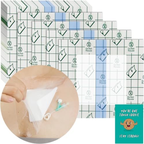 Wasserdichte Duschabdeckung mit nicht haftendem Mittelpad – 25 Stück, 15x15 cm für Dialyse-Ports, PICC-Leitung, Thoraxkatheter, Peritonealdialyse, Chemo-Sonde, PEG-Sonde, G-Sonde, Patientenverbandschutz