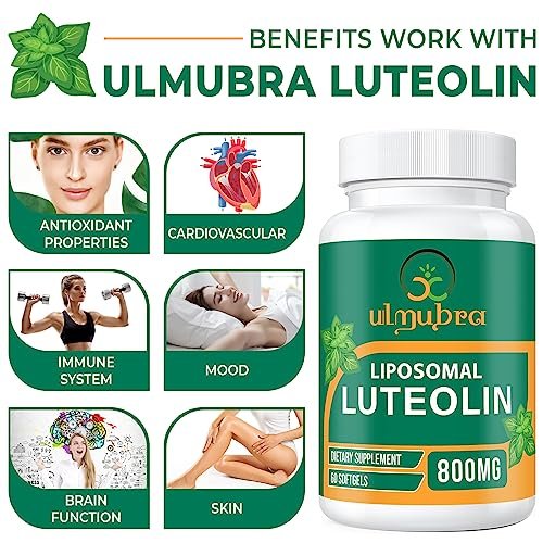Ulmubra 800 mg Liposomales Luteolin Supplement – Maximale Absorption, Hochwertiges Antioxidans für Gehirn und allgemeines Wohlbefinden, 60 Softgels – 30-Tage-Vorrat