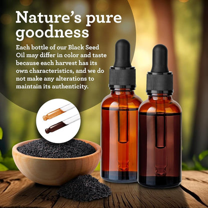 GuruNanda Schwarzkümmelöl, kaltgepresstes Nigella Sativa - Reich an Vitamin D3 5000 IE, K2 & E, hoher Thymochinon-Gehalt | Starkes Antioxidans zur Unterstützung des Immunsystems, Nicht-GVO, 60 ml