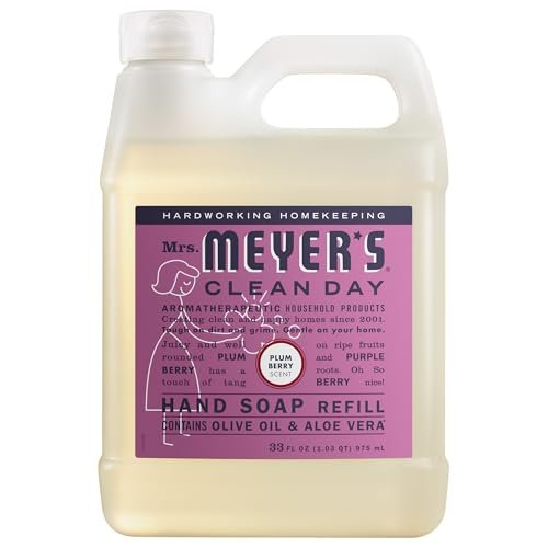 Mrs. MEYER'S CLEAN DAY Handseife Nachfüllpackung, Pflaumenbeere Duft, 33 Fl Oz Flasche