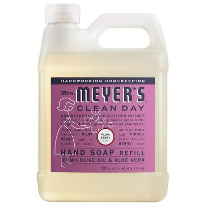 Mrs. MEYER'S CLEAN DAY Handseife Nachfüllpackung, Pflaumenbeere Duft, 33 Fl Oz Flasche