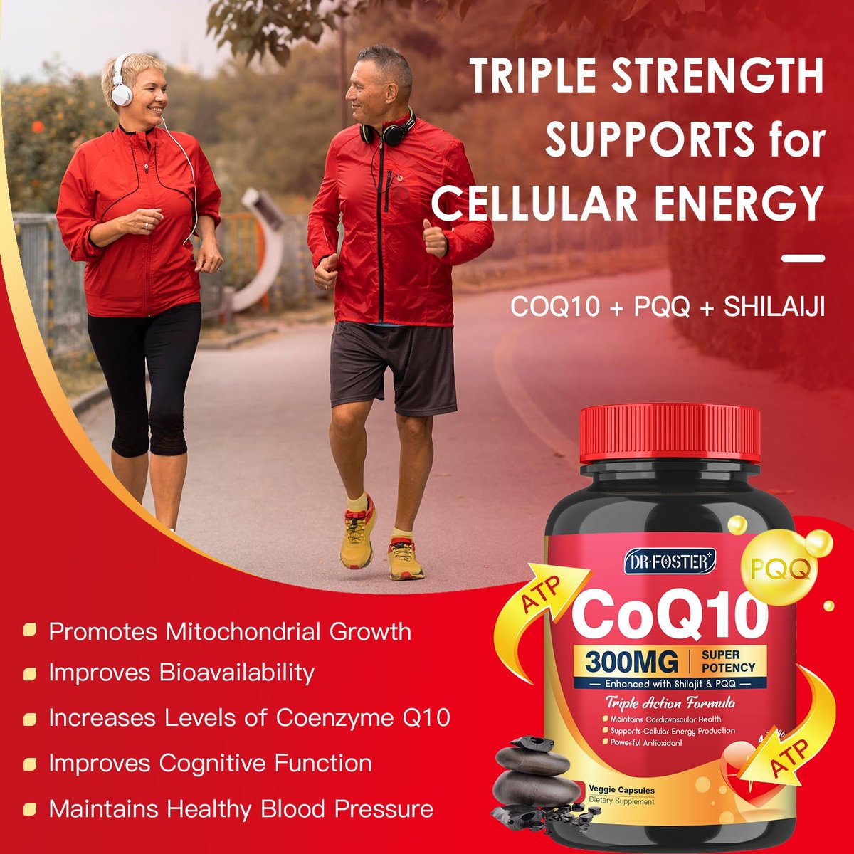 Quinovit CoQ10 300 mg mit PQQ & Shilajit – Starkes Antioxidans für Herz- & Gehirngesundheit und Energieproduktion – Hochabsorbierend mit Bioperin Coenzym Q10 – 120 Kapseln
