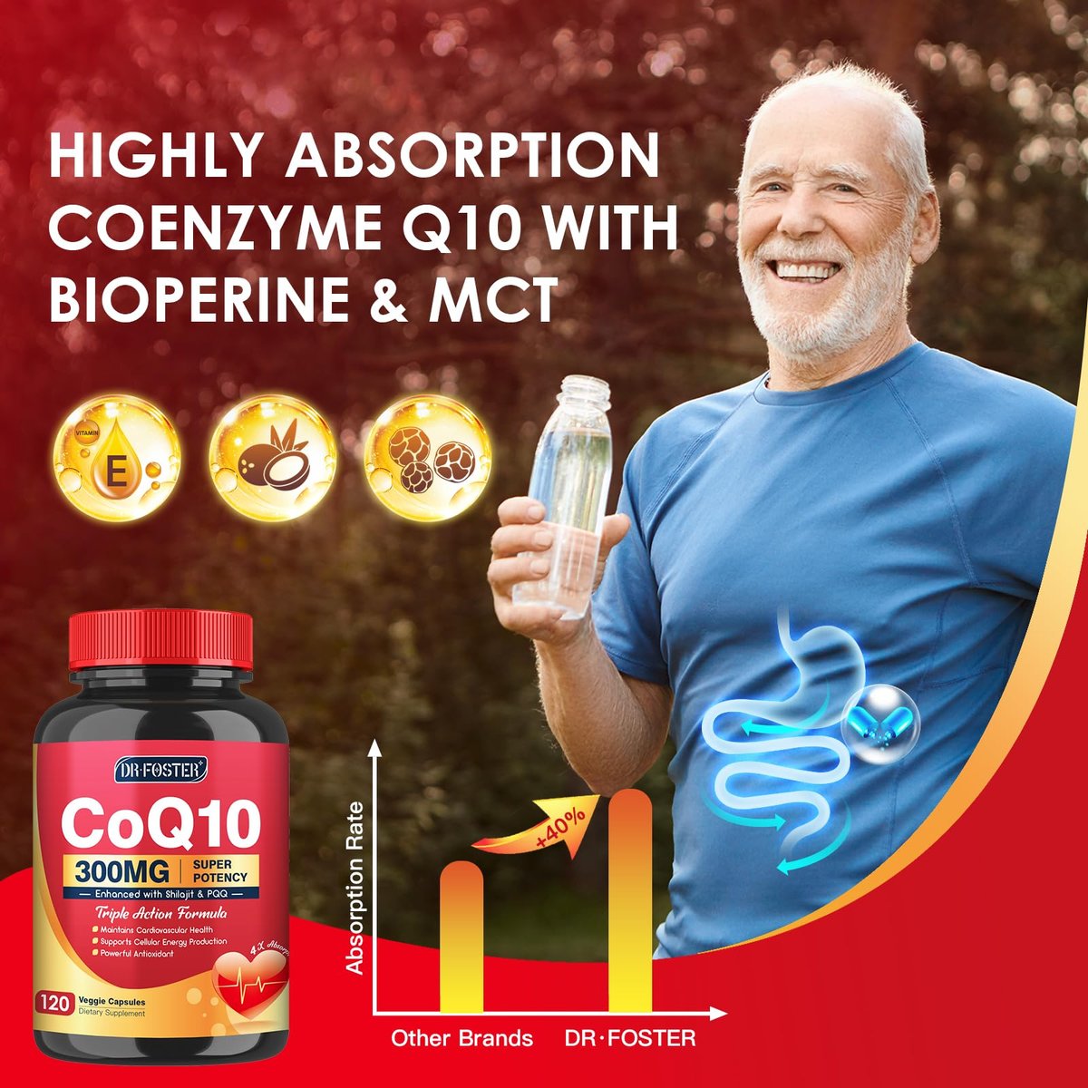 Quinovit CoQ10 300 mg mit PQQ & Shilajit – Starkes Antioxidans für Herz- & Gehirngesundheit und Energieproduktion – Hochabsorbierend mit Bioperin Coenzym Q10 – 120 Kapseln