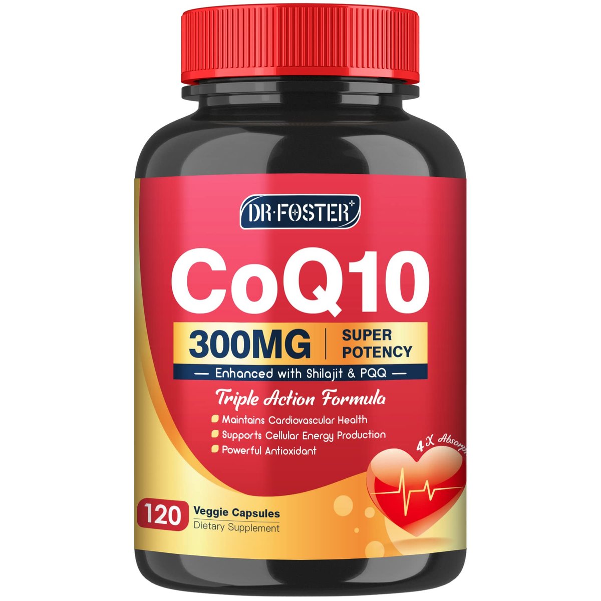 Quinovit CoQ10 300 mg mit PQQ & Shilajit – Starkes Antioxidans für Herz- & Gehirngesundheit und Energieproduktion – Hochabsorbierend mit Bioperin Coenzym Q10 – 120 Kapseln