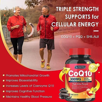 Quinovit CoQ10 300 mg mit PQQ & Shilajit – Starkes Antioxidans für Herz- & Gehirngesundheit und Energieproduktion – Hochabsorbierend mit Bioperin Coenzym Q10 – 120 Kapseln