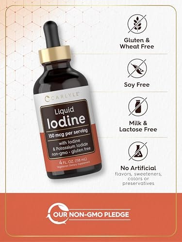 Carlyle Jod-Tropfen flüssig 118 ml | 150 mcg | Jod & Kaliumjodid Nahrungsergänzung | Vegane Flüssigtinktur | Non-GMO, Glutenfrei
