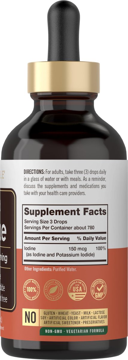 Carlyle Jod-Tropfen flüssig 118 ml | 150 mcg | Jod & Kaliumjodid Nahrungsergänzung | Vegane Flüssigtinktur | Non-GMO, Glutenfrei