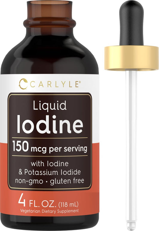 Carlyle Jod-Tropfen flüssig 118 ml | 150 mcg | Jod & Kaliumjodid Nahrungsergänzung | Vegane Flüssigtinktur | Non-GMO, Glutenfrei