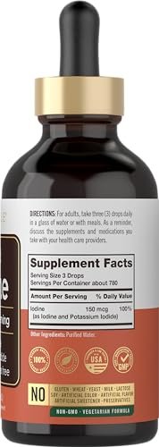 Carlyle Jod-Tropfen flüssig 118 ml | 150 mcg | Jod & Kaliumjodid Nahrungsergänzung | Vegane Flüssigtinktur | Non-GMO, Glutenfrei