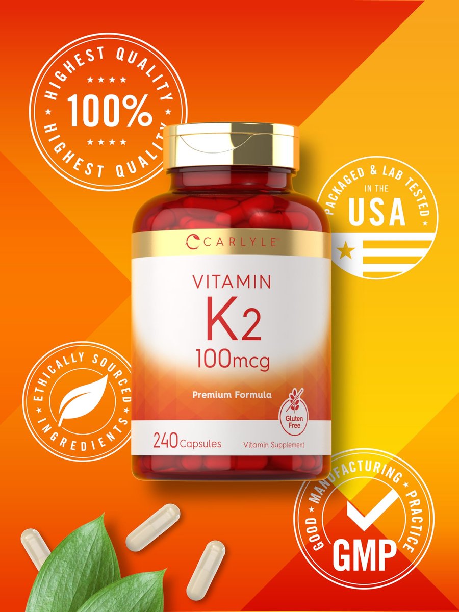 Carlyle Vitamin K2 Supplement 100 mcg | K2 MK-4 | 240 Kapseln | Non-GMO & Glutenfrei