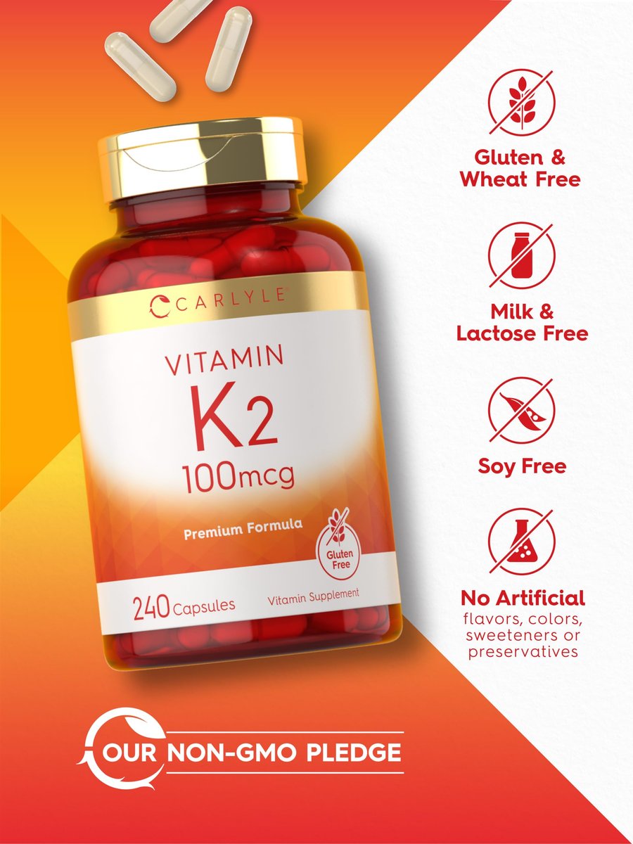 Carlyle Vitamin K2 Supplement 100 mcg | K2 MK-4 | 240 Kapseln | Non-GMO & Glutenfrei