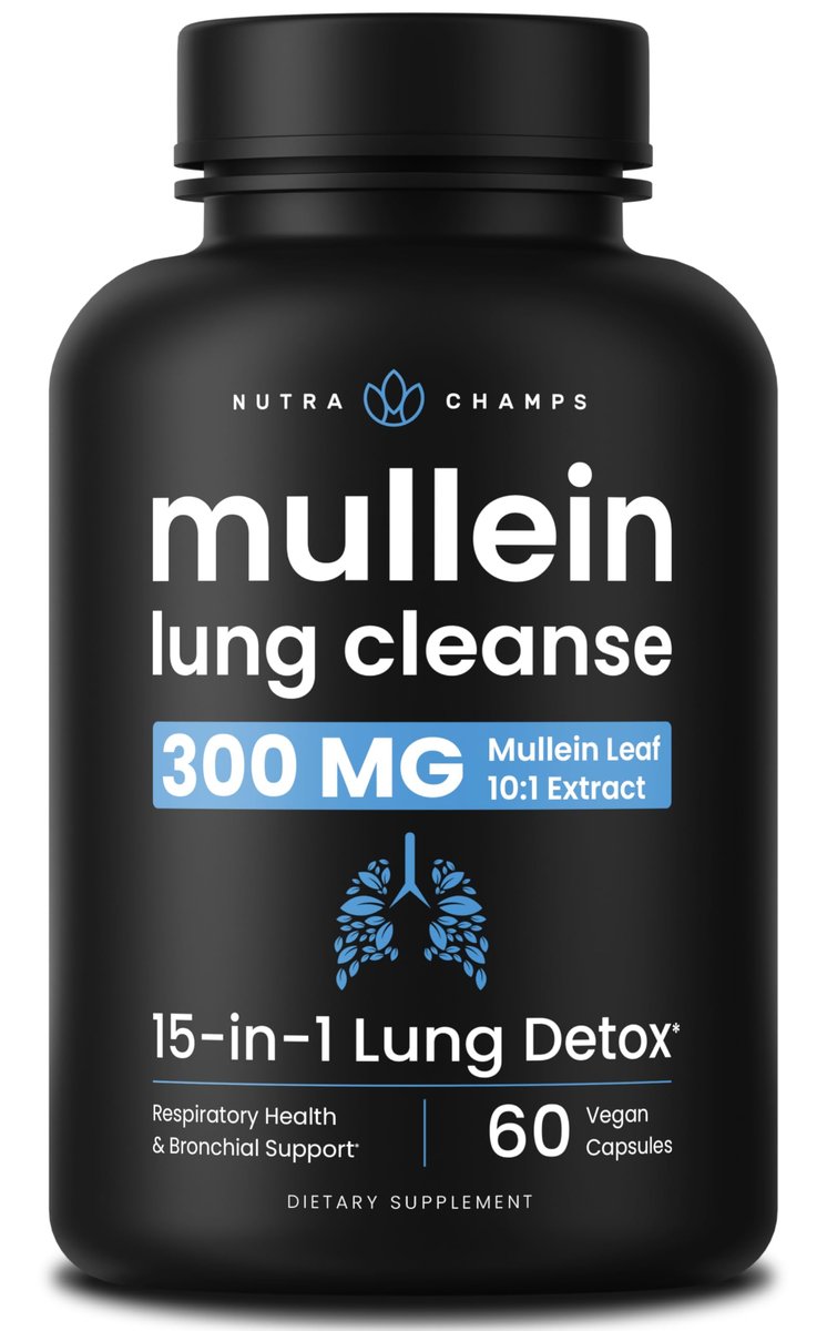 NutraChamps Mullein Blattextrakt zur Lungenreinigung – Extra starke Lungenunterstützung für Raucher, Mullein Kapseln zur Förderung der Atemwegsgesundheit