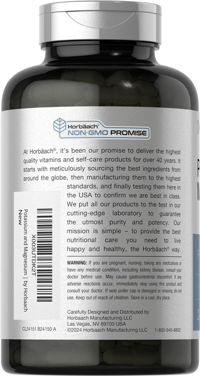 Horbäach Kalium-Magnesium Komplex | 240 Kapseln | Premium Qualität | Non-GMO & Glutenfrei
