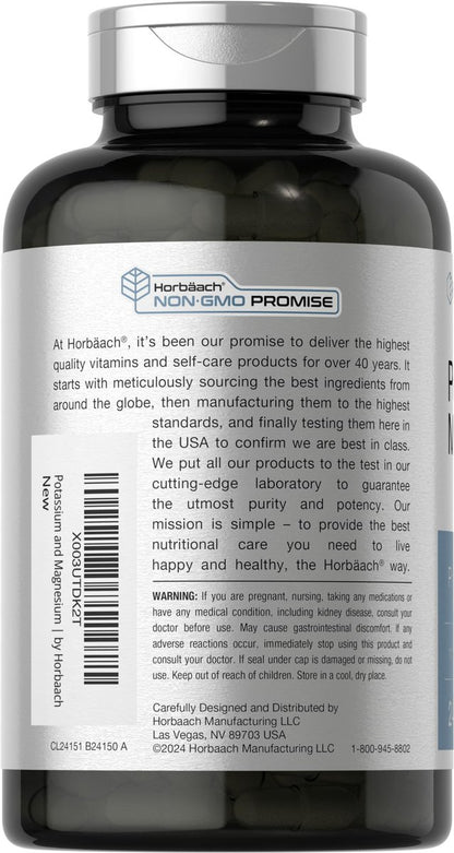 Horbäach Kalium-Magnesium Komplex | 240 Kapseln | Premium Qualität | Non-GMO & Glutenfrei