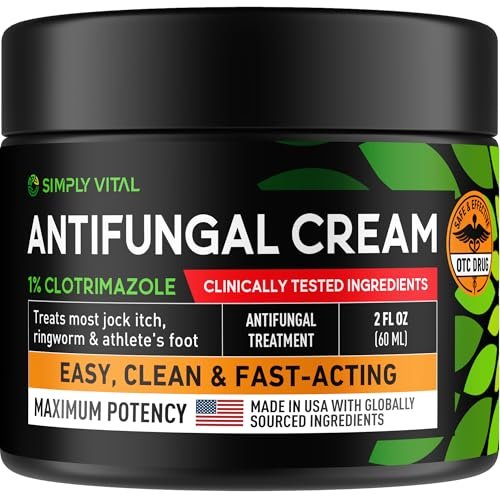 SimplyVital 1% Clotrimazol Antimykotische Creme - Behandelt Fußpilz, Juckreiz, Ringelflechte - Anti-Pilz-Creme für die Haut, 2 Unzen