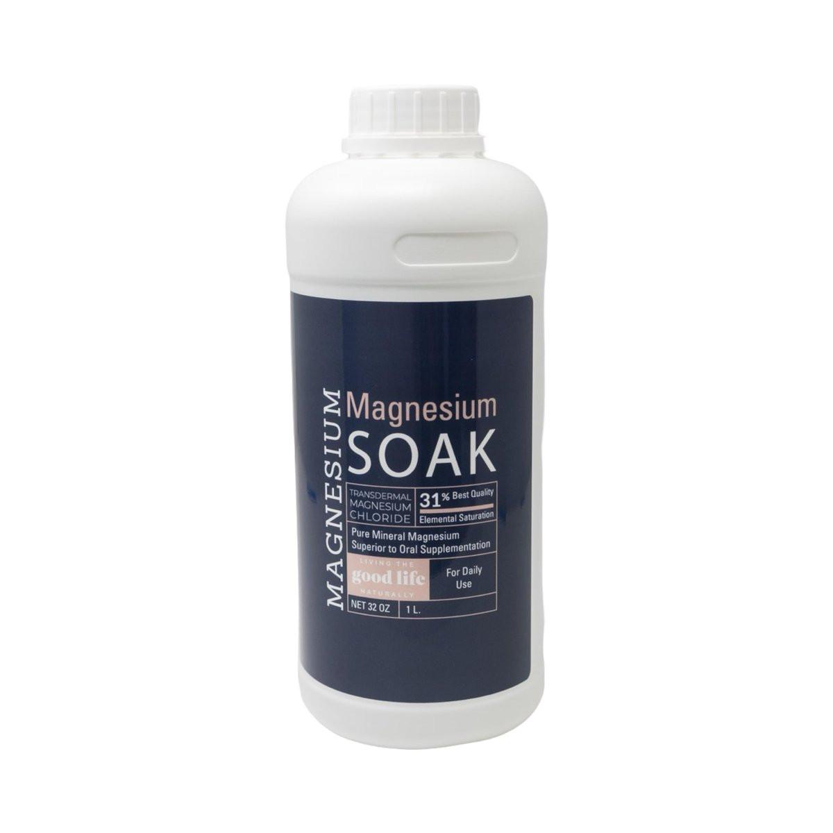 Magnesium Soak – 100% reines Zechstein Transdermales Magnesiumöl Badesalz für Entspannung, Hautgesundheit und Wohlbefinden – Magnesium Fußbad und Badesalz – 946 ml