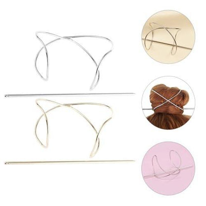 FRCOLOR Metall-Haarnadeln für Damen 2er-Pack – Antirutsch-Haarknotenhalter-Clips mit Stäbchen, Vintage-Stil, für sichere Hochsteckfrisuren und Alltagsfrisuren