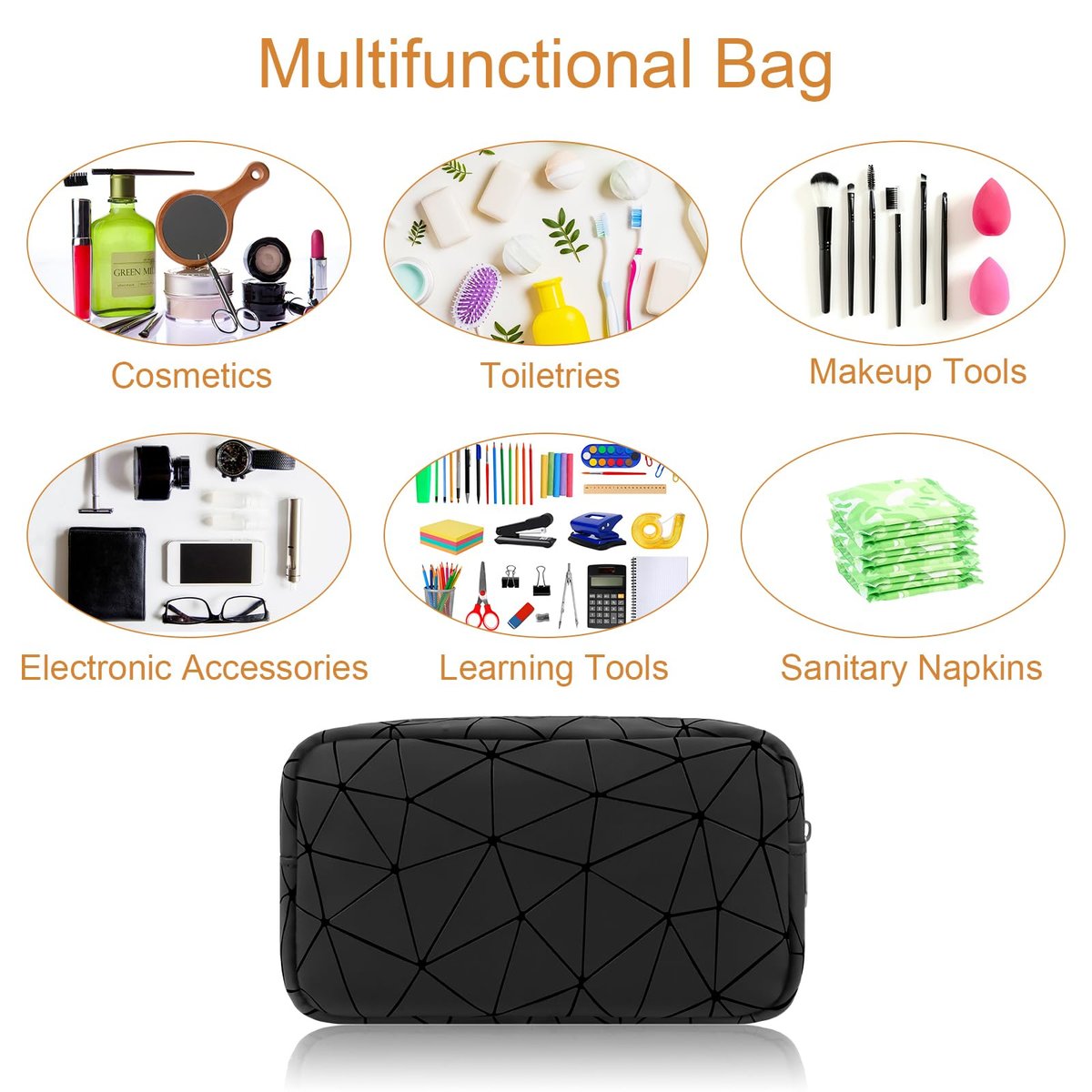 Likesing Damen Perioden-Tasche aus Leder, Aufbewahrungstasche für Damenbinden, tragbare Menstruationsbinden-Tasche, kleine Make-up-Tasche (Schwarz)