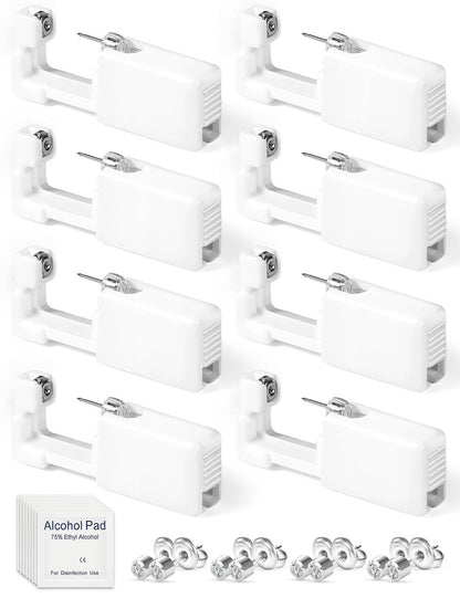 Yiorxu 8-teiliges Ohrloch-Set zum Selberstechen – Schmerzfreies Ohrlochstechen zu Hause mit Edelstahl-Piercingpistole und 4 mm CZ-Steckern für Frauen, Männer, Mädchen und Jungen