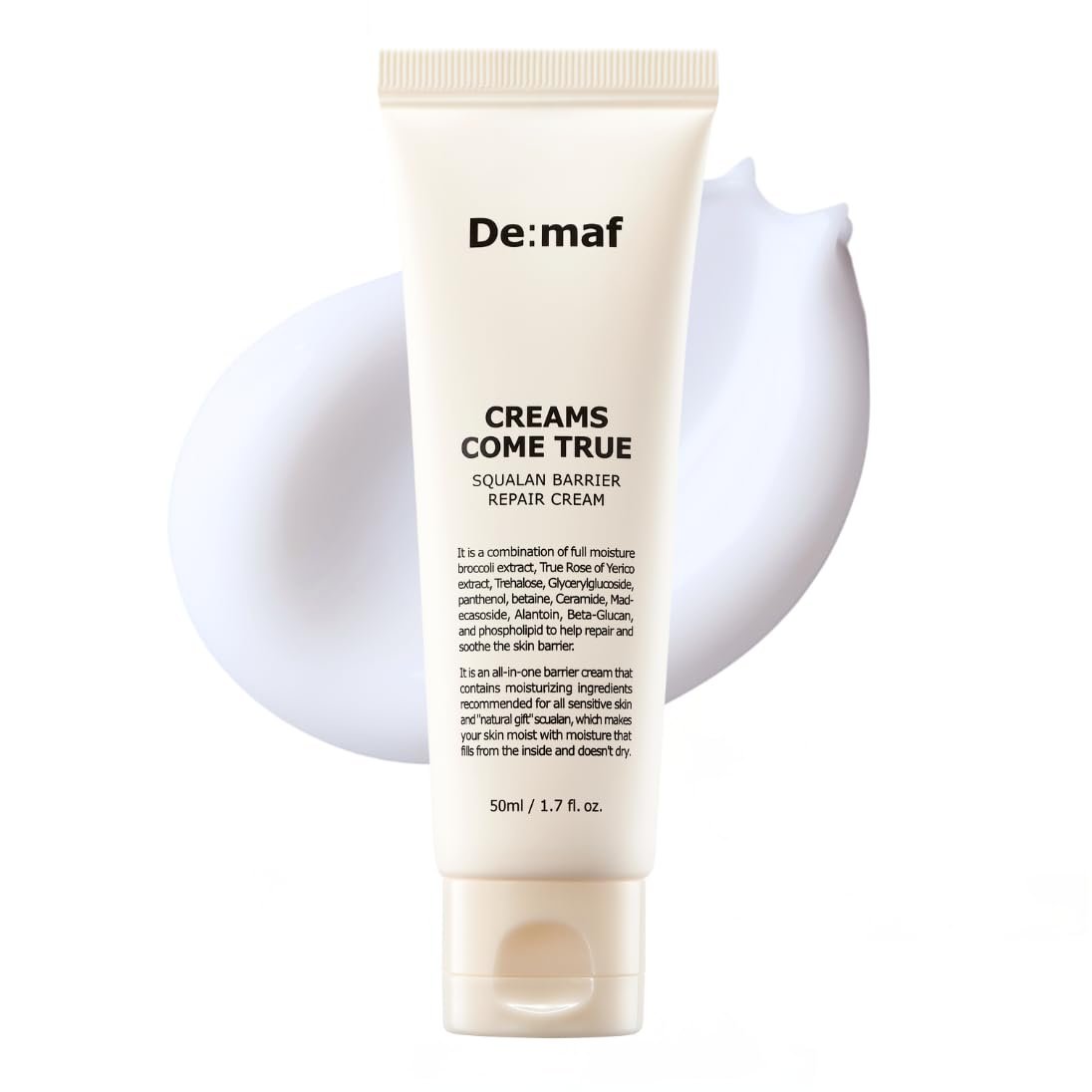 Creams Come True Squalane Barrier Repair Cream | Koreanische Gesichtsfeuchtigkeitscreme mit Squalanöl, Ceramiden & Panthenol | K Beauty Hautpflege für Glas-Haut (50 ml)