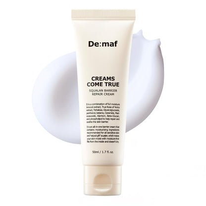 Creams Come True Squalane Barrier Repair Cream | Koreanische Gesichtsfeuchtigkeitscreme mit Squalanöl, Ceramiden & Panthenol | K Beauty Hautpflege für Glas-Haut (50 ml)