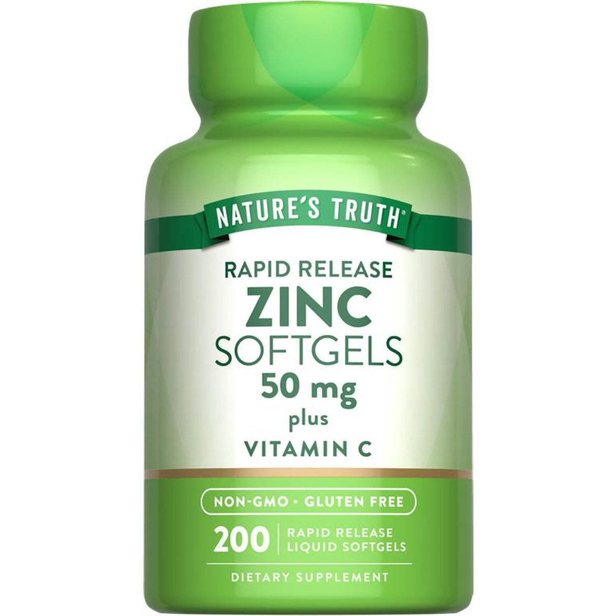 Nature's Truth Zink 50 mg mit Vitamin C – 200 flüssige Softgels, Nicht-GVO & Glutenfrei