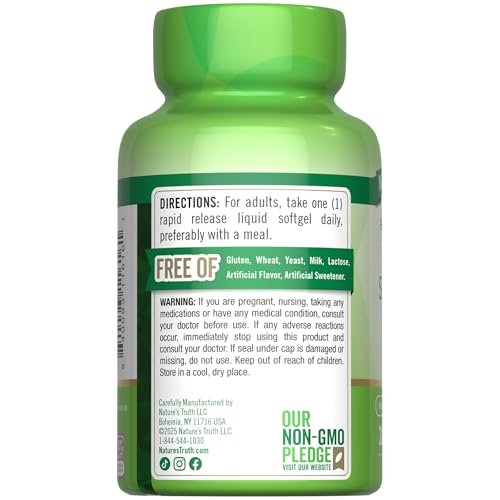 Nature's Truth Zink 50 mg mit Vitamin C – 200 flüssige Softgels, Nicht-GVO & Glutenfrei