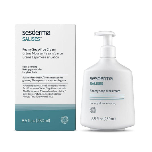 Sesderma SALISES Schaumiger Seifenfreier Reinigungscreme, Sanftes Gesichtswasser für fettige & zu Akne neigende Haut, Salicylsäure Porenreiniger, 8,5 fl oz