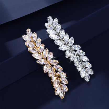 WHAVEL 2 Stück Rhinestone Haarklammern - Kristallblatt Vintage Brautklammern für Hochzeiten, Bräute und Brautjungfern (Gold, Silber)