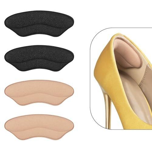 Fersenpolster Einlegesohlen für zu große Schuhe – 4 Paar (H Hellaprikot+Schwarz)