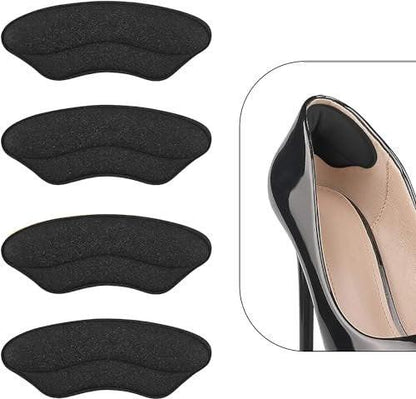 Fersenpolster Einlegesohlen für zu große Schuhe – 4 Paar, Anti-Rutsch, Blasenschutz für Damen und Herren (H Schwarz)