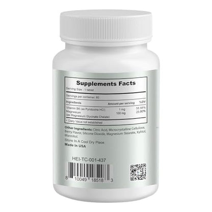 Heivy Kids Beruhigungsergänzung mit Magnesiumglycinat 100 mg & Vitamin B6 – Unterstützt Ruhe & Entspannung, für Kinder ab 4 Jahren, 60 Portionen, vegan, glutenfrei, hergestellt in den USA
