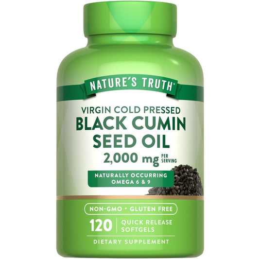 Nature's Truth Schwarzkümmelöl Kapseln | 2.000 mg | 120 Softgels | Kaltgepresstes, reines Schwarzkümmelöl | Nicht-GMO & Glutenfrei