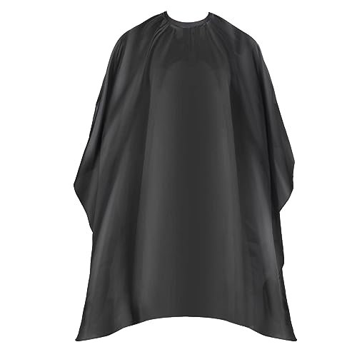Omvoina Professioneller Haarschneideumhang mit verstellbarem Snap-Verschluss, Salon-Friseurumhang, wasserdichter Friseurumhang - 57" x 51" (Schwarz)