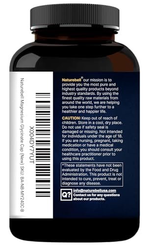 Naturebell Reines Magnesiumglycinat 500mg, 240 vegane Kapseln | 100% chelatisiert & gereinigt – 3. Partei getestet, vegan, nicht-GVO, ohne Füllstoffe