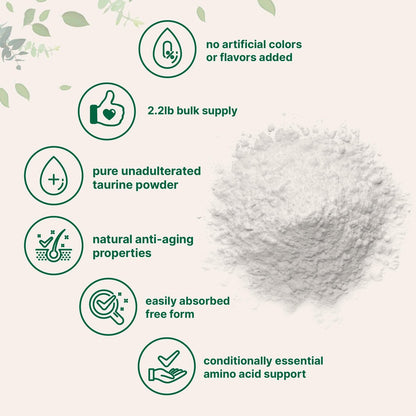 Micro Ingredients Taurin Pulver Ergänzung | 1 KG, 2000 mg pro Portion | Ungeschmackvoll | 100% Reine, Leicht Absorbierbare Freie Form | Essentielle Aminosäuren für Bewegung, Energie & Herzunterstützung