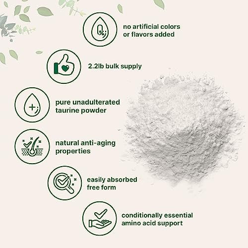 Micro Ingredients Taurin Pulver Ergänzung | 1 KG, 2000 mg pro Portion | Ungeschmackvoll | 100% Reine, Leicht Absorbierbare Freie Form | Essentielle Aminosäuren für Bewegung, Energie & Herzunterstützung
