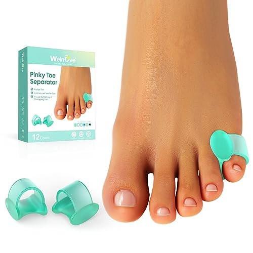 Welnove Gel Zehenspreizer - 12er Pack Pinky Zehenabstandshalter - FSA/HSA geeignete kleine Zehenpolster, Zehenhülsen zur Vermeidung von Reibung und Druckminderung (Grün)