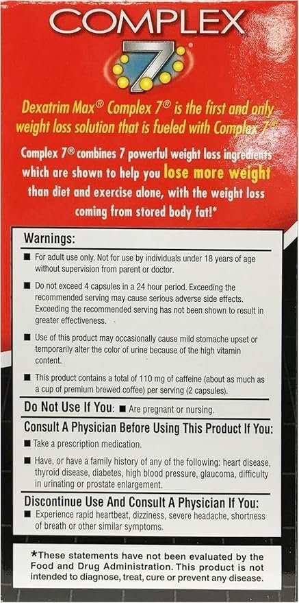 ILIOS Dexatrim Max Appetitzügler zur Gewichtsabnahme – 1 Packung Abnehmpillen für Frauen und Männer, Fatburner-Supplement zur Reduzierung des Hungergefühls, Komplex-7-Formel, 60 Kapseln